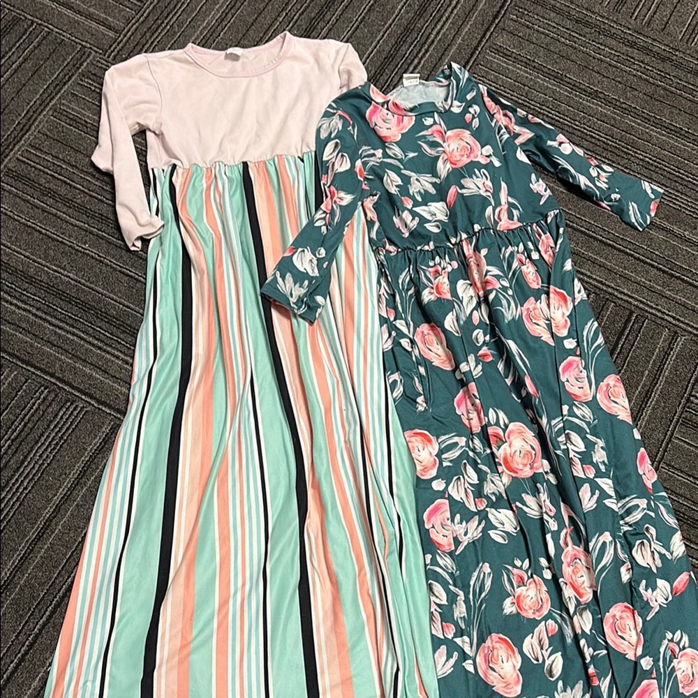 Floral and Striped Long Sleeve Dresses